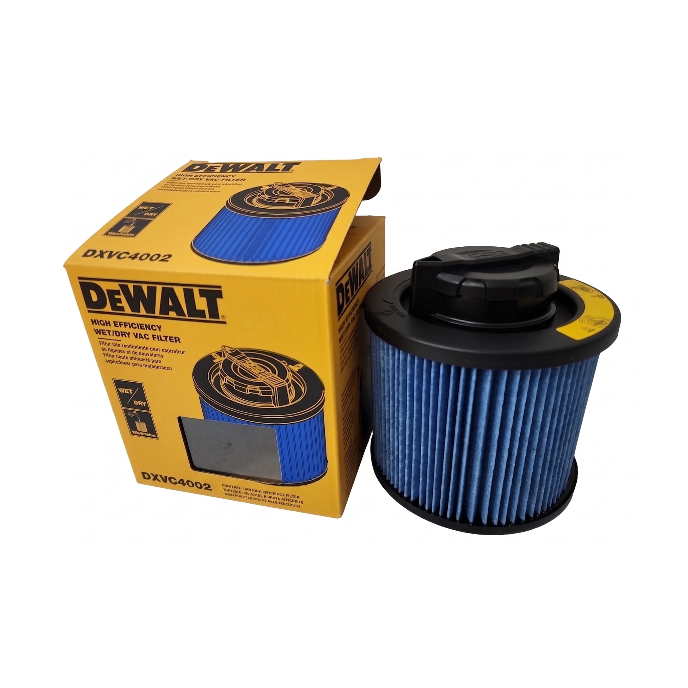 DEWALT DXVC4002 Replacement Filter for Shop Vacuums, Washable & Reusable, Compatible with DXV04T, DXV05P, DXV05S, DXV08S, DXV06G, DW4GAL, DXV15T