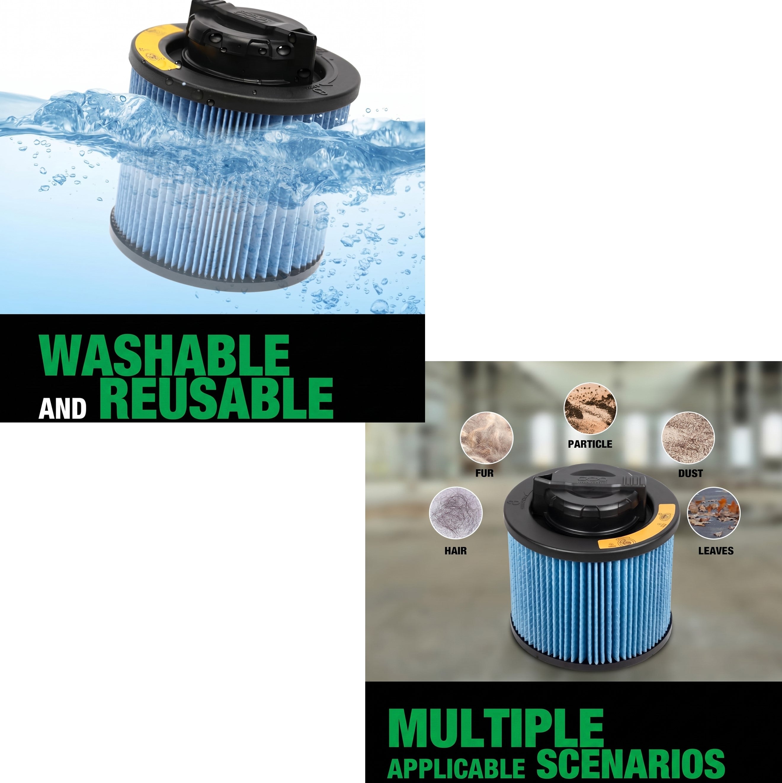 DEWALT DXVC4002 Replacement Filter for Shop Vacuums, Washable & Reusable, Compatible with DXV04T, DXV05P, DXV05S, DXV08S, DXV06G, DW4GAL, DXV15T