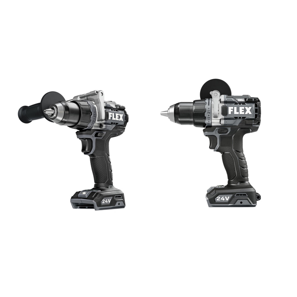 FLEX 24V 1/2-In. 2-Speed Hammer Drill With Turbo Mode Kit, (2 Batteries and a charger Included) FX1271T-2B